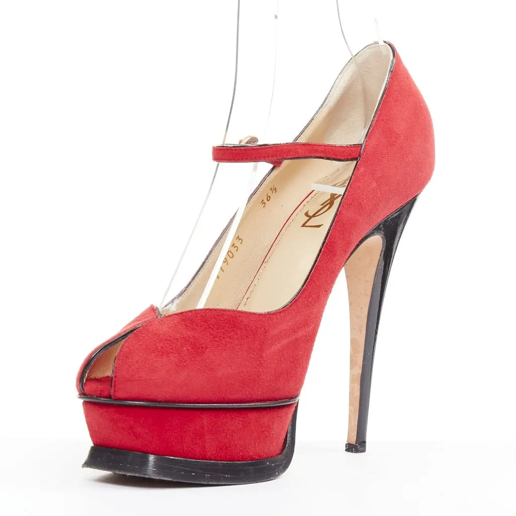 Yves Saint Laurent Tribute Maryjane Red Suede Very good - Model View