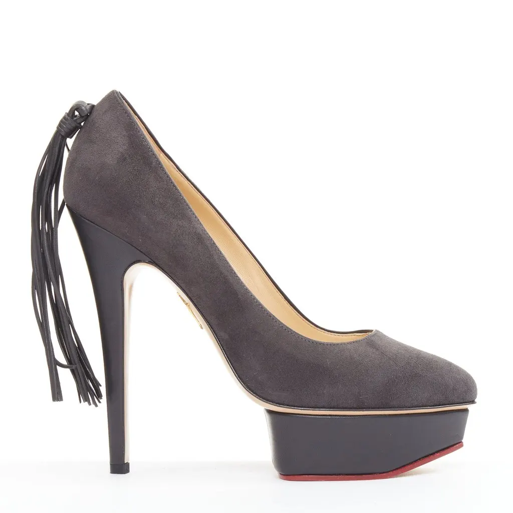 Charlotte Olympia Dark Horse Grey Suede Very good - Front View