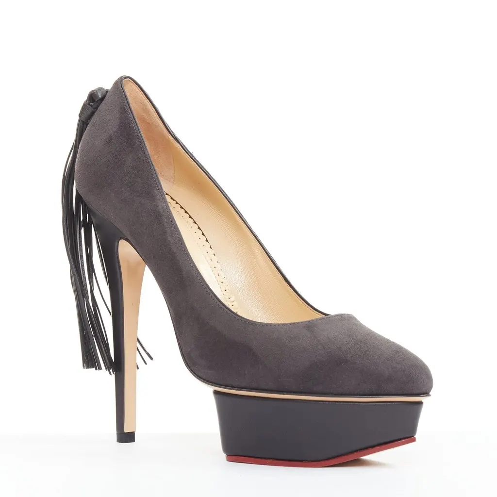 Charlotte Olympia Dark Horse Grey Suede Very good - Back View