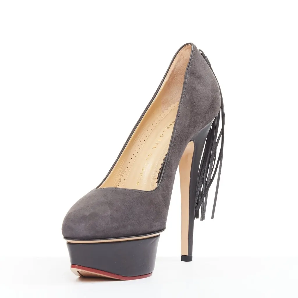 Charlotte Olympia Dark Horse Grey Suede Very good - Model View