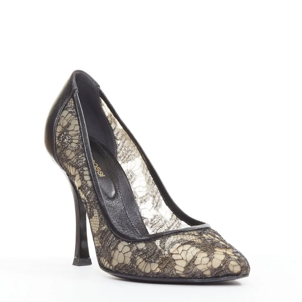 Sergio Rossi Black Leather Heels Black Leather Very good - Back View