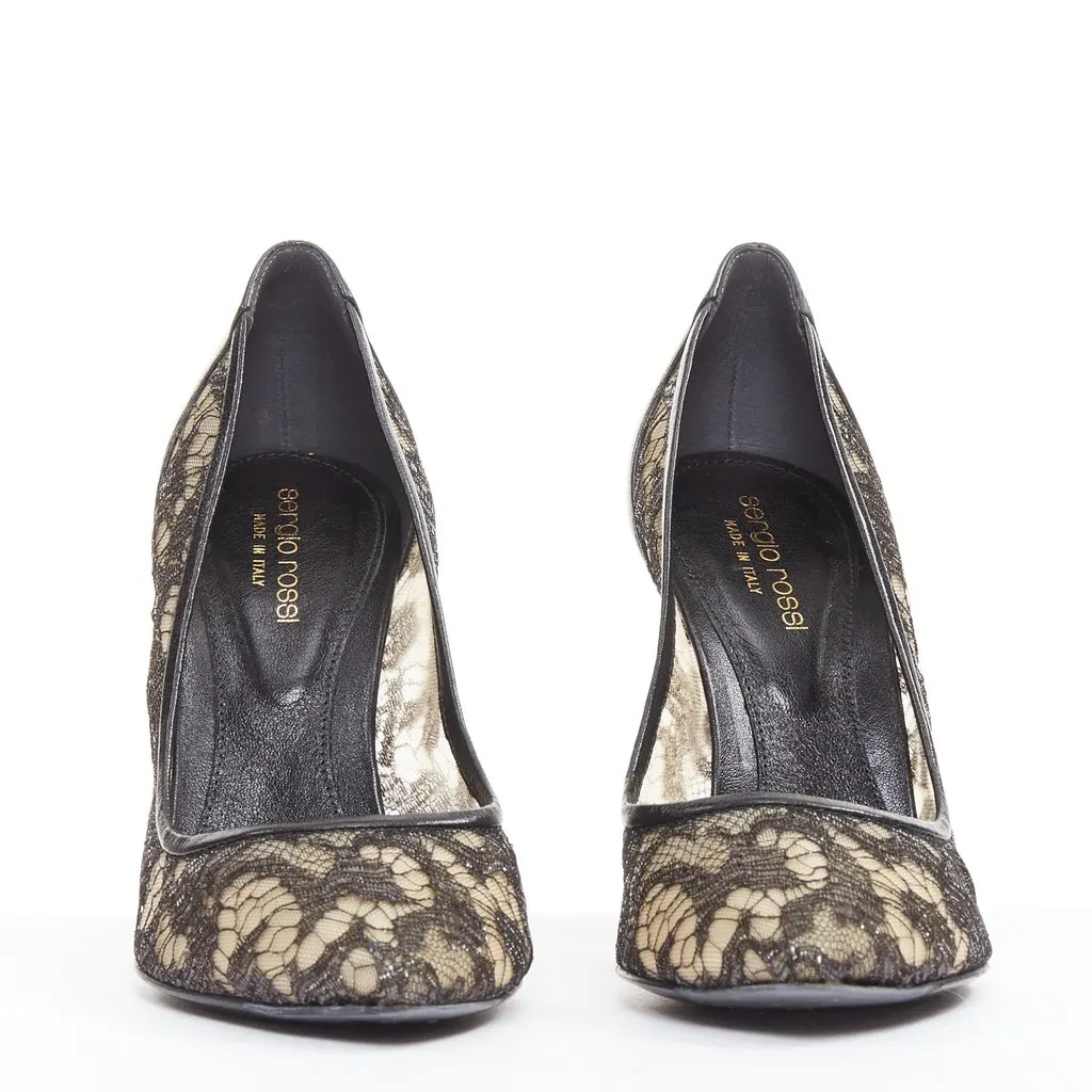 Sergio Rossi Black Leather Heels Black Leather Very good - Inside View