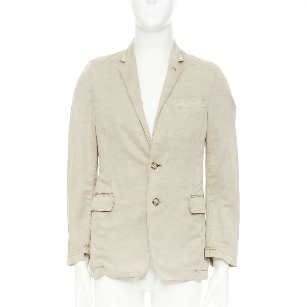Prada Beige Linen Jacket Beige Linen Good - Inside View