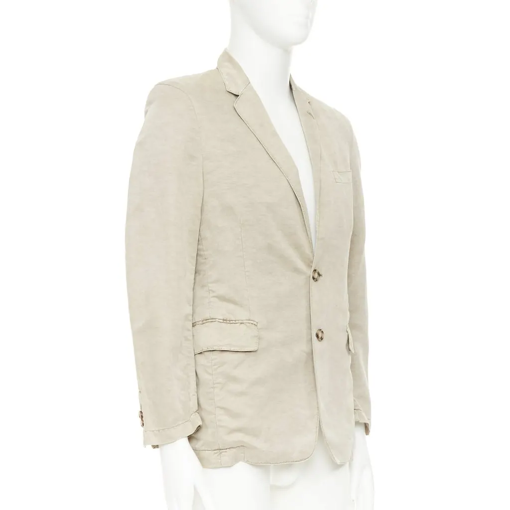 Prada Beige Linen Jacket Beige Linen Good - Model View