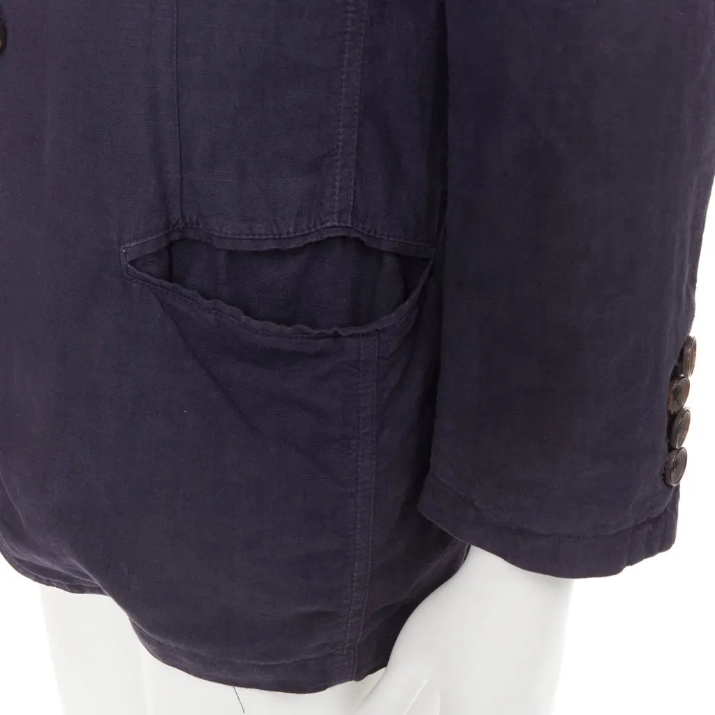 Giorgio Armani Navy Linen Jacket Navy Linen Fair - Back View