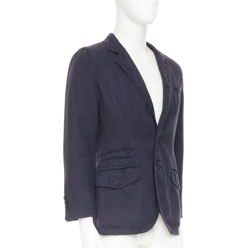 Giorgio Armani Navy Linen Jacket Navy Linen Fair - Model View