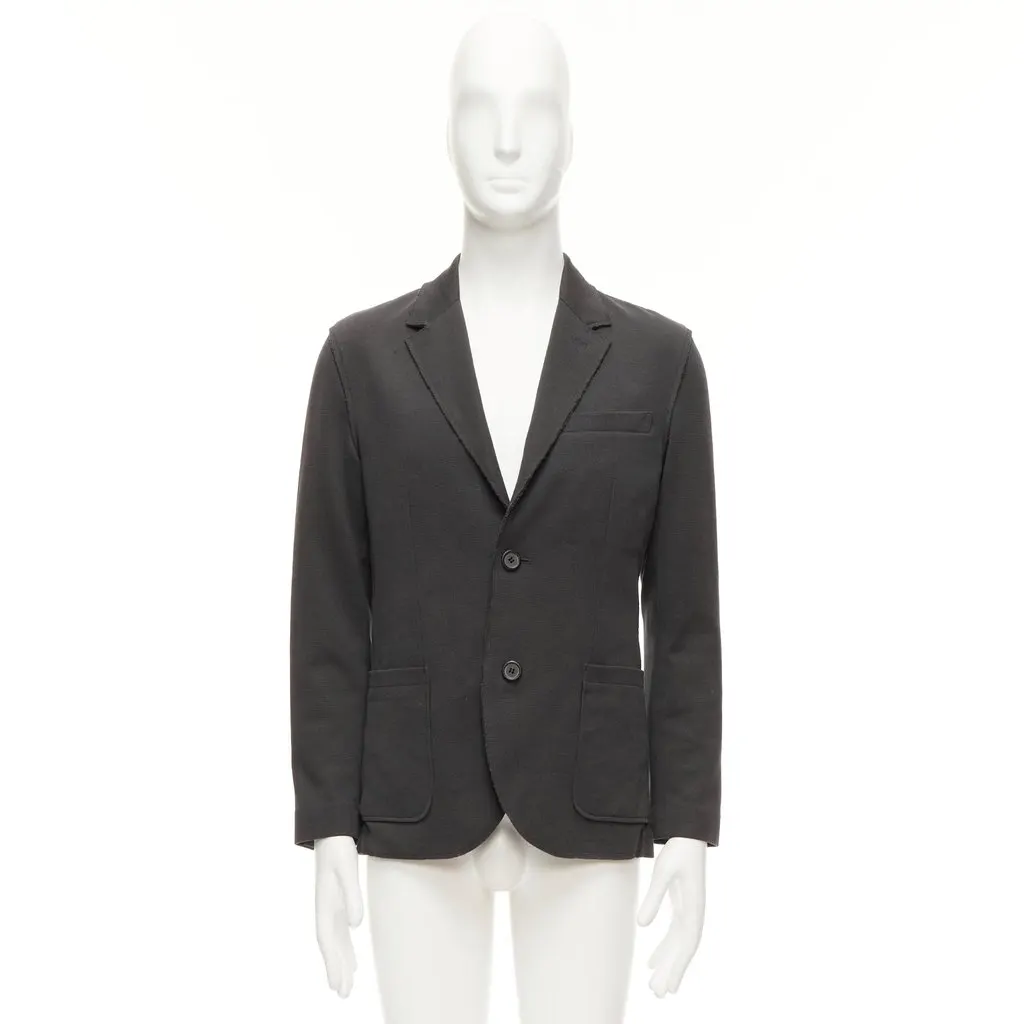 Lanvin Grey Frayed Edge Blazer Grey Cotton Fair - Back View