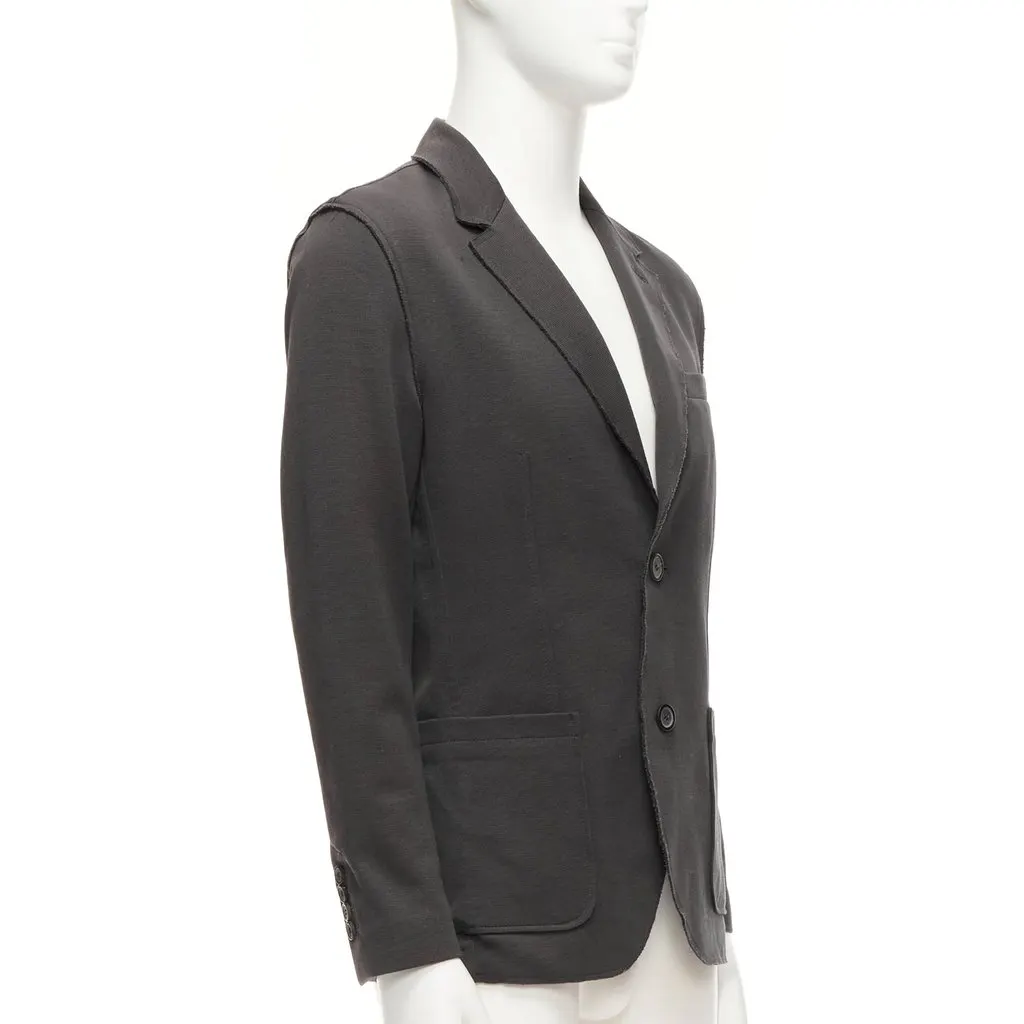 Lanvin Grey Frayed Edge Blazer Grey Cotton Fair - Inside View