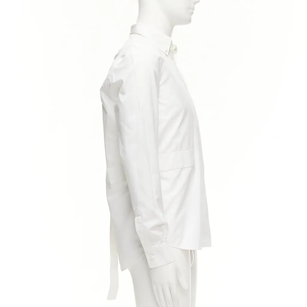 Givenchy White Band Applique Shirt White Cotton Fair - Model View