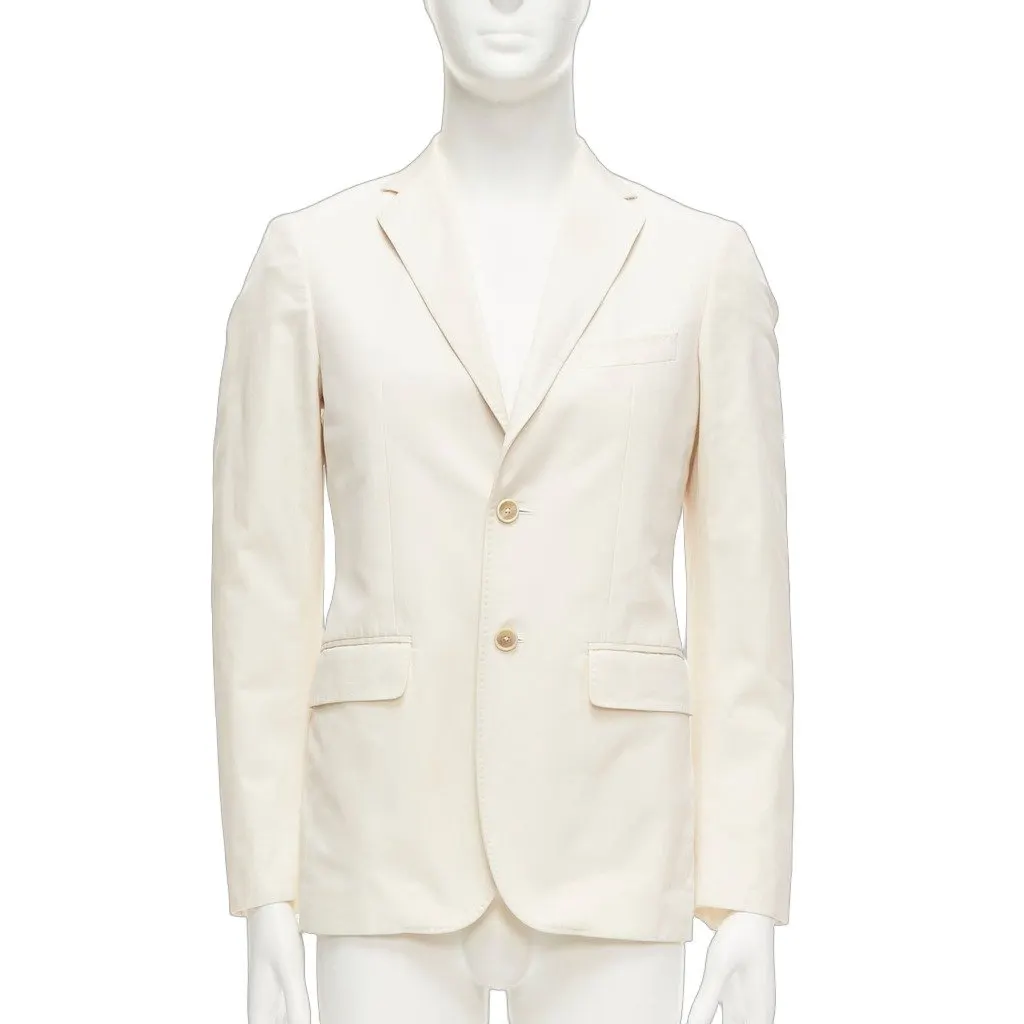 Jil Sander Cream Handstitched Blazer Ecru Cotton Fair - Front View