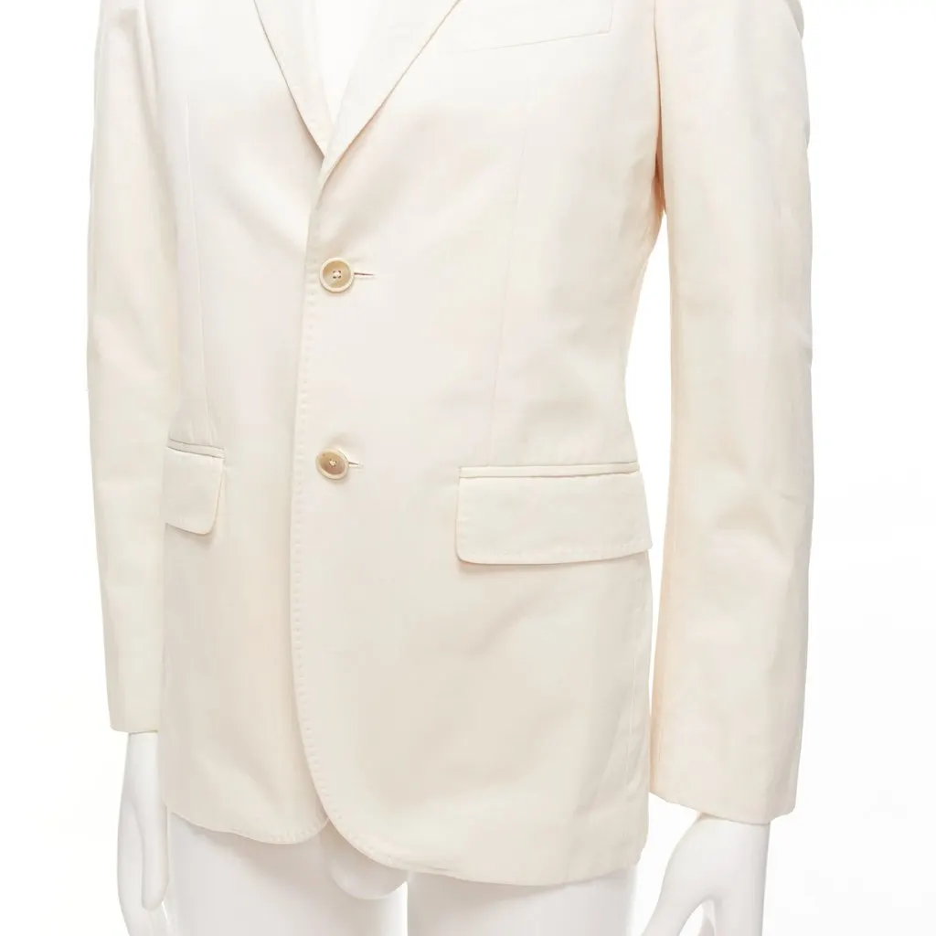 Jil Sander Cream Handstitched Blazer Ecru Cotton Fair - Back View