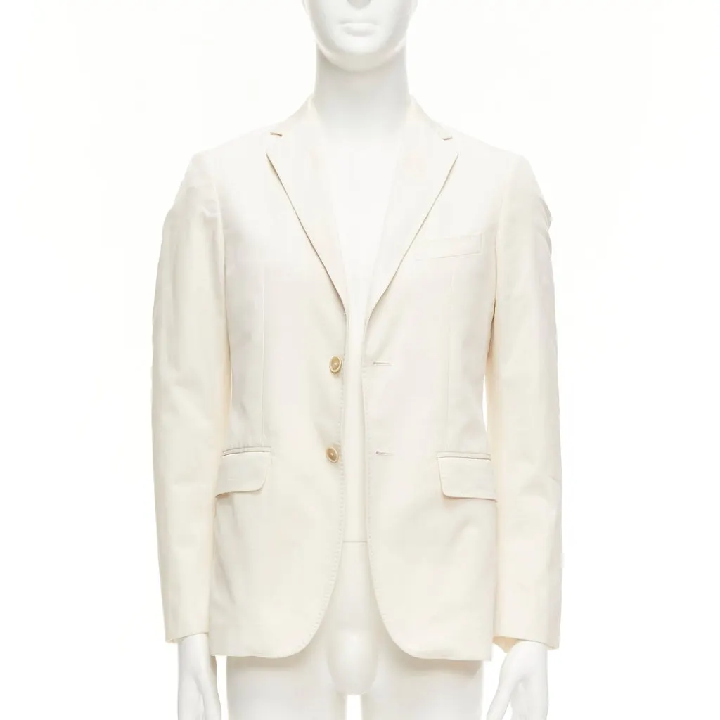 Jil Sander Cream Handstitched Blazer Ecru Cotton Fair - Inside View