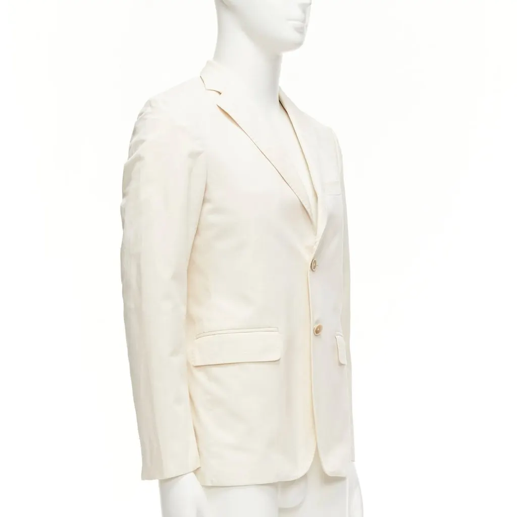 Jil Sander Cream Handstitched Blazer Ecru Cotton Fair - Model View