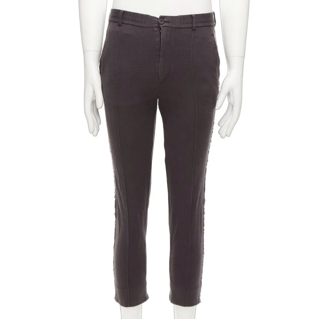 Lanvin Distressed Cropped Pants Grey Cotton Good - Front View