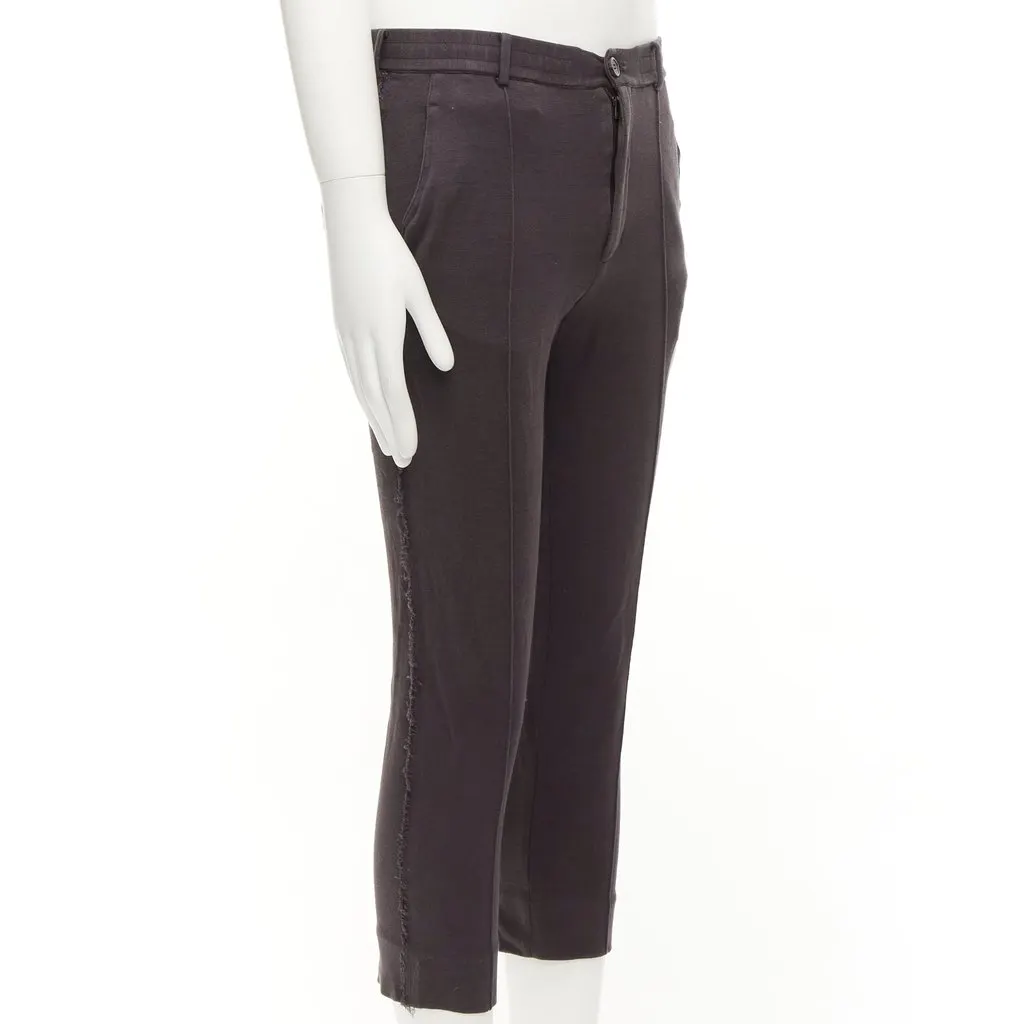 Lanvin Distressed Cropped Pants Grey Cotton Good - Inside View