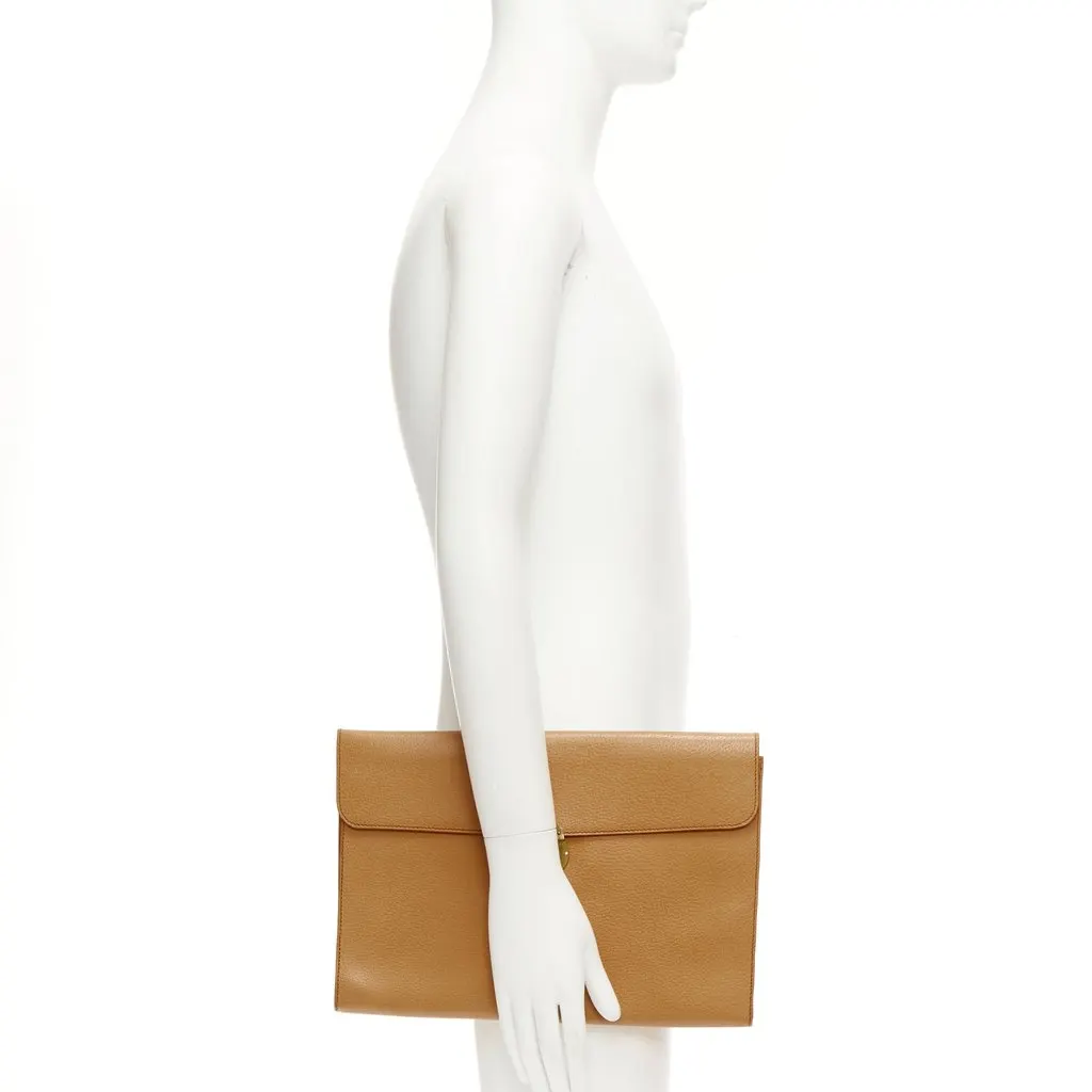 Ralph Lauren Smooth Leather Portfolio Clutch Brown Leather Fair - Back View