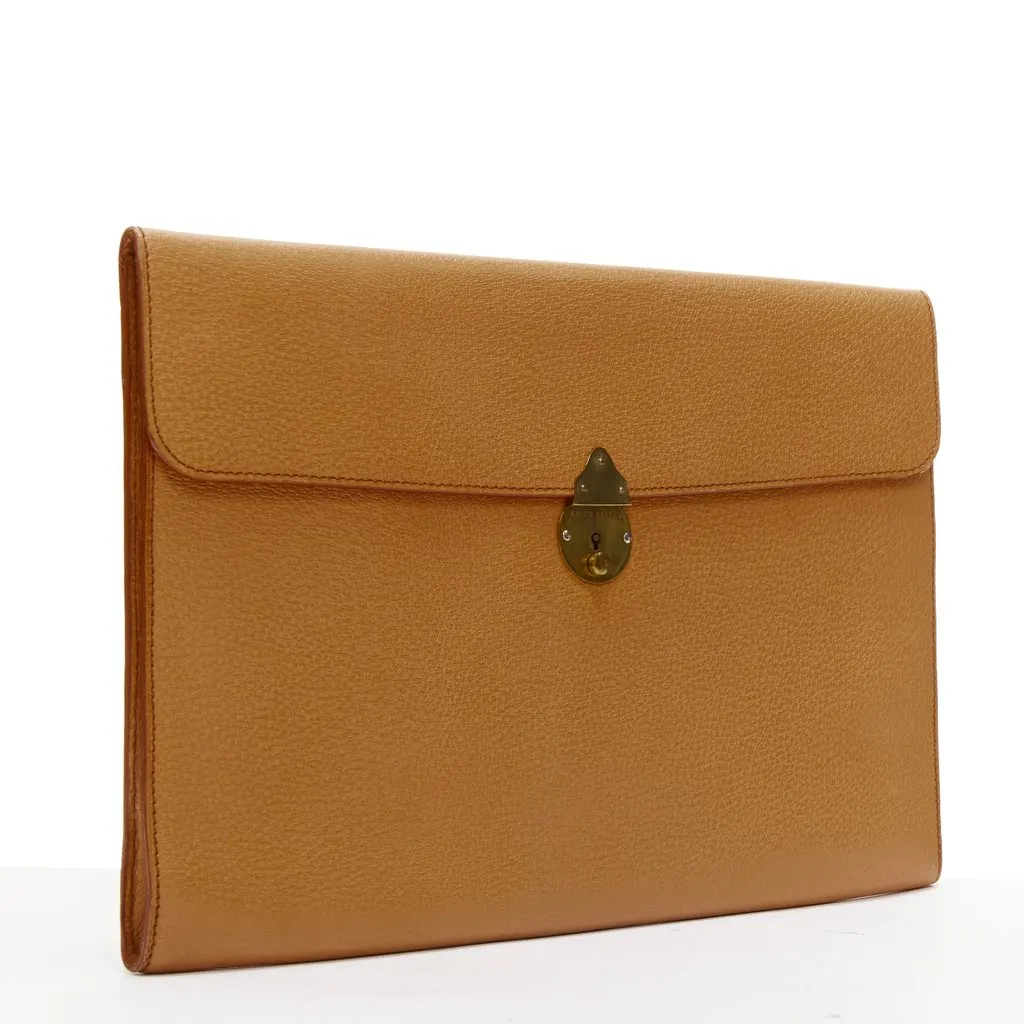Ralph Lauren Smooth Leather Portfolio Clutch Brown Leather Fair - Inside View