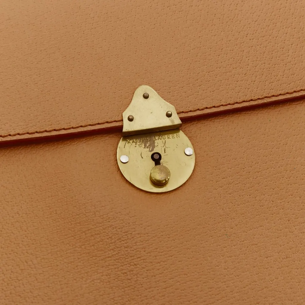 Ralph Lauren Smooth Leather Portfolio Clutch Brown Leather Fair - Box View