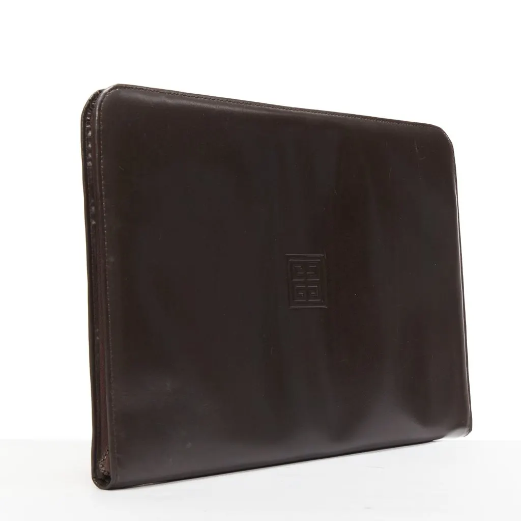 Givenchy Scaled Leather Zip Pouch Brown Leather Fair - Inside View
