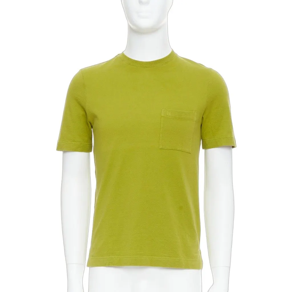 Hermès Logo Pocket Shirt Green Cotton Fair - Front View
