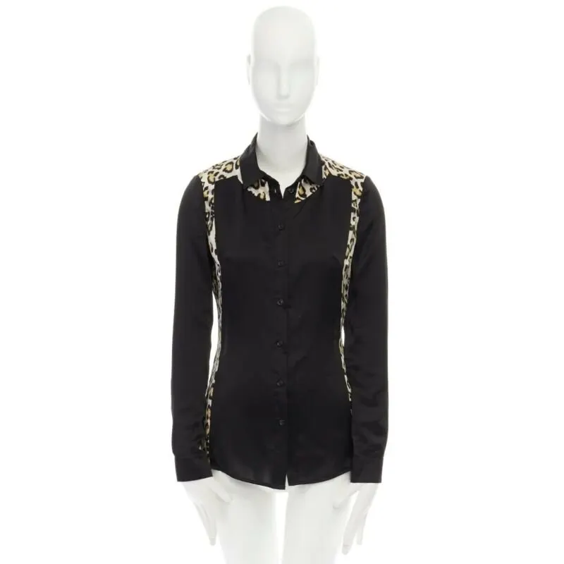 Just Cavalli Leopard Button Shirt Black Silk Very good - Back View