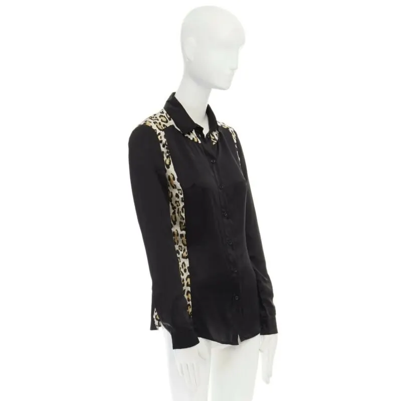 Just Cavalli Leopard Button Shirt Black Silk Very good - Inside View