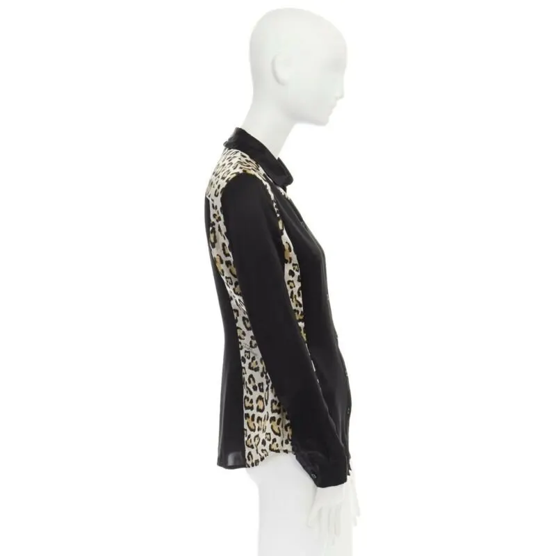 Just Cavalli Leopard Button Shirt Black Silk Very good - Model View