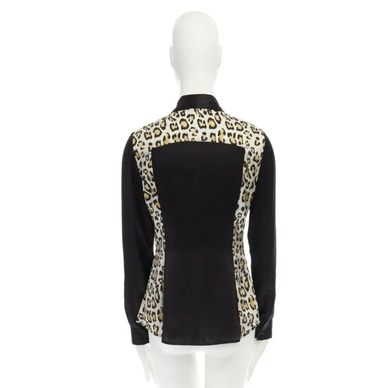 Just Cavalli Leopard Button Shirt Black Silk Very good - Box View