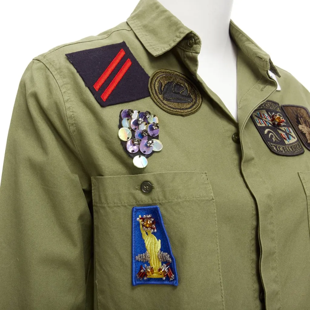 MR & MRS ITALY Military Safari Shirt Green Cotton Very good - Back View