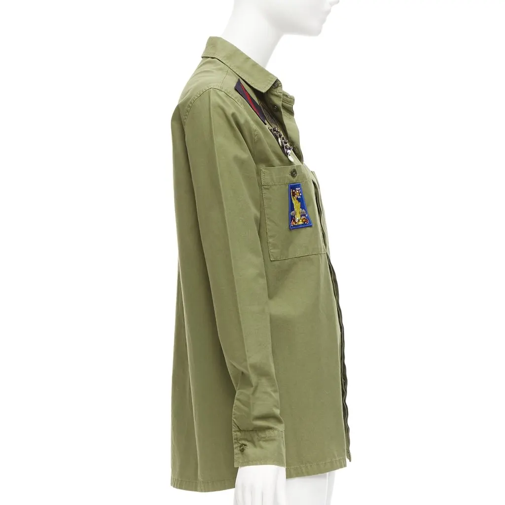 MR & MRS ITALY Military Safari Shirt Green Cotton Very good - Model View