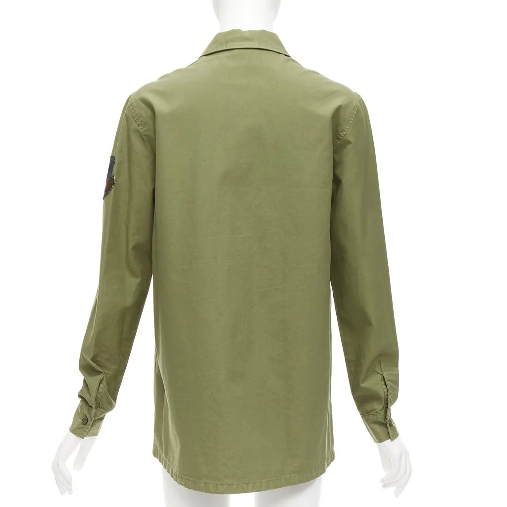 MR & MRS ITALY Military Safari Shirt Green Cotton Very good - Box View