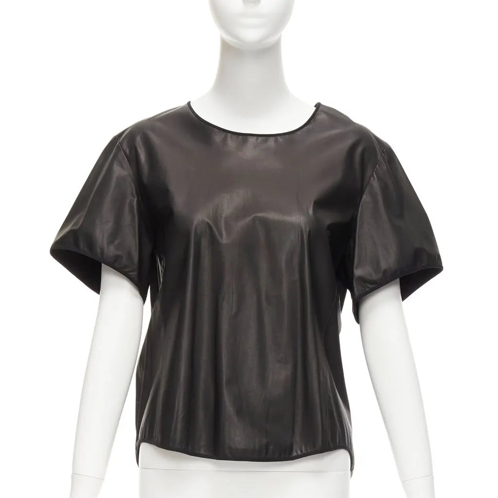 Theory Leather Hi-Low Top Black Leather Very good - Front View