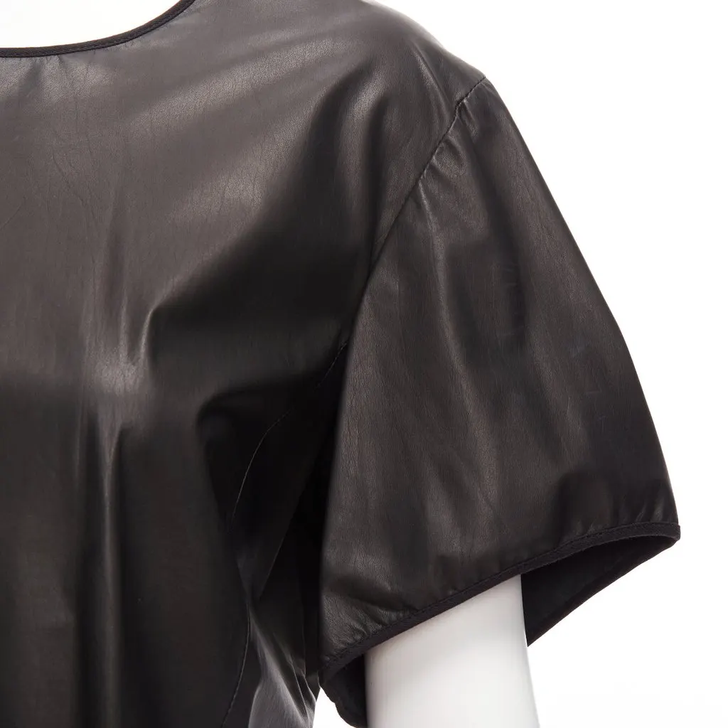 Theory Leather Hi-Low Top Black Leather Very good - Back View