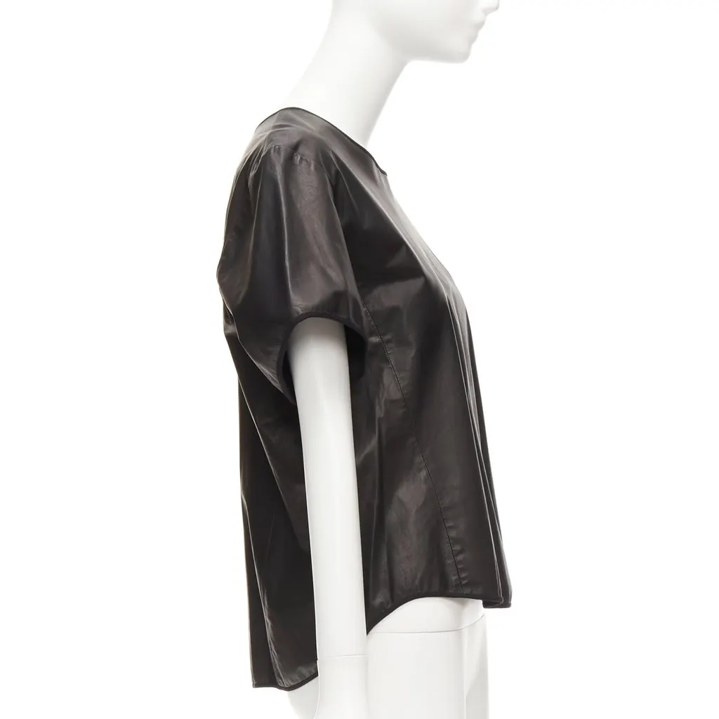Theory Leather Hi-Low Top Black Leather Very good - Model View