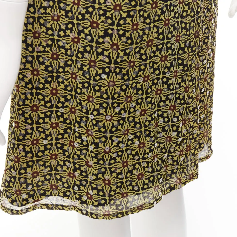 Versus Sequins Knee Skirt Yellow Silk Never worn - Back View