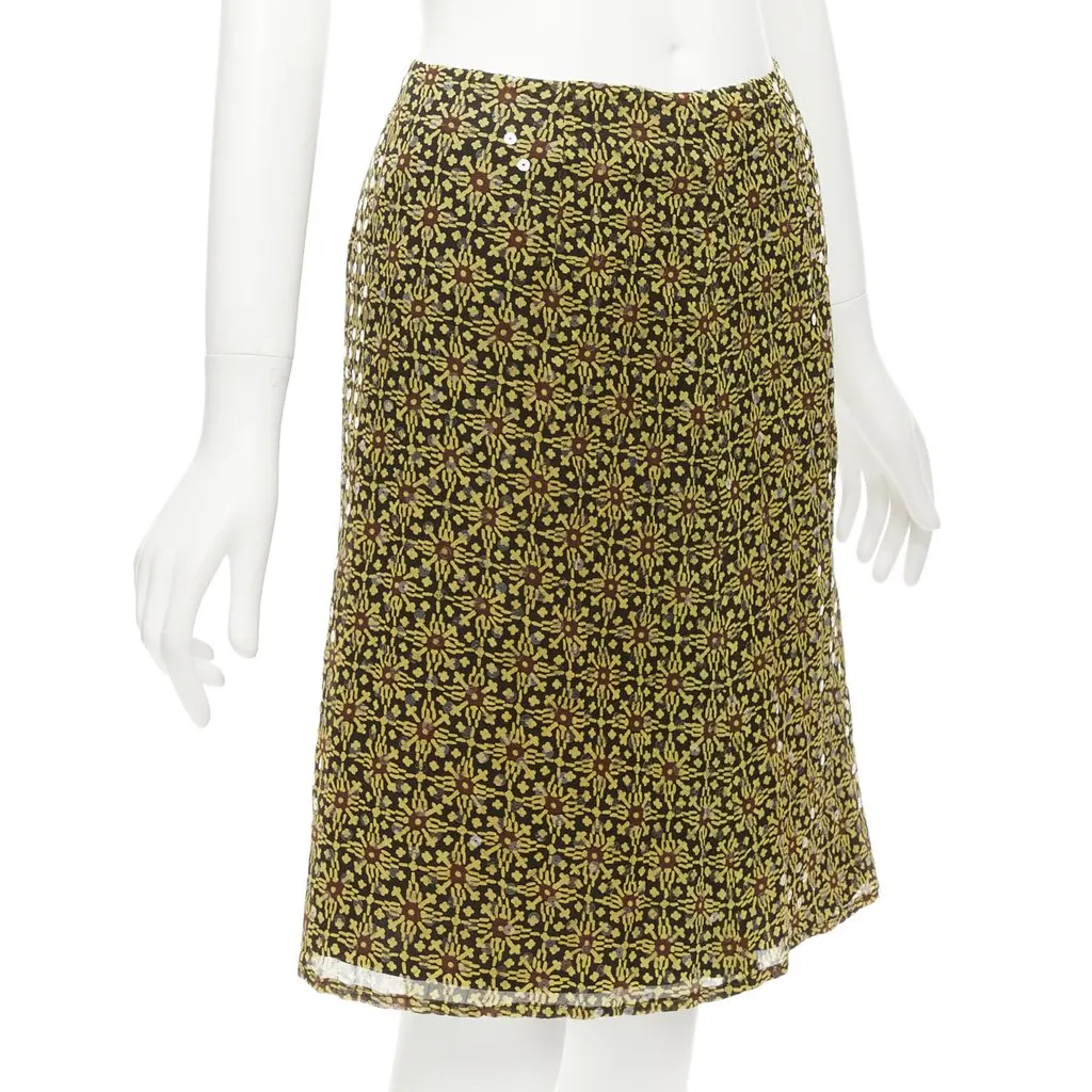 Versus Sequins Knee Skirt Yellow Silk Never worn - Inside View