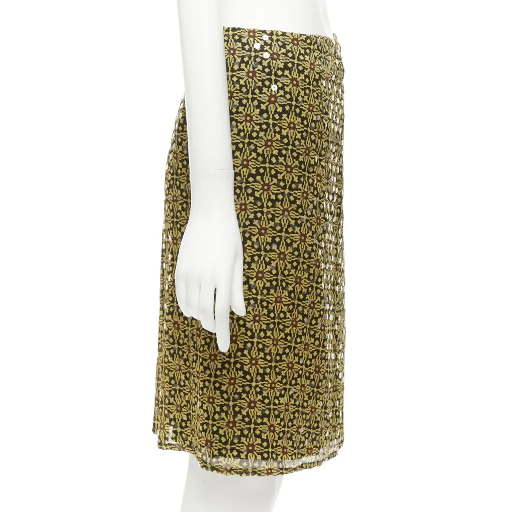 Versus Sequins Knee Skirt Yellow Silk Never worn - Model View