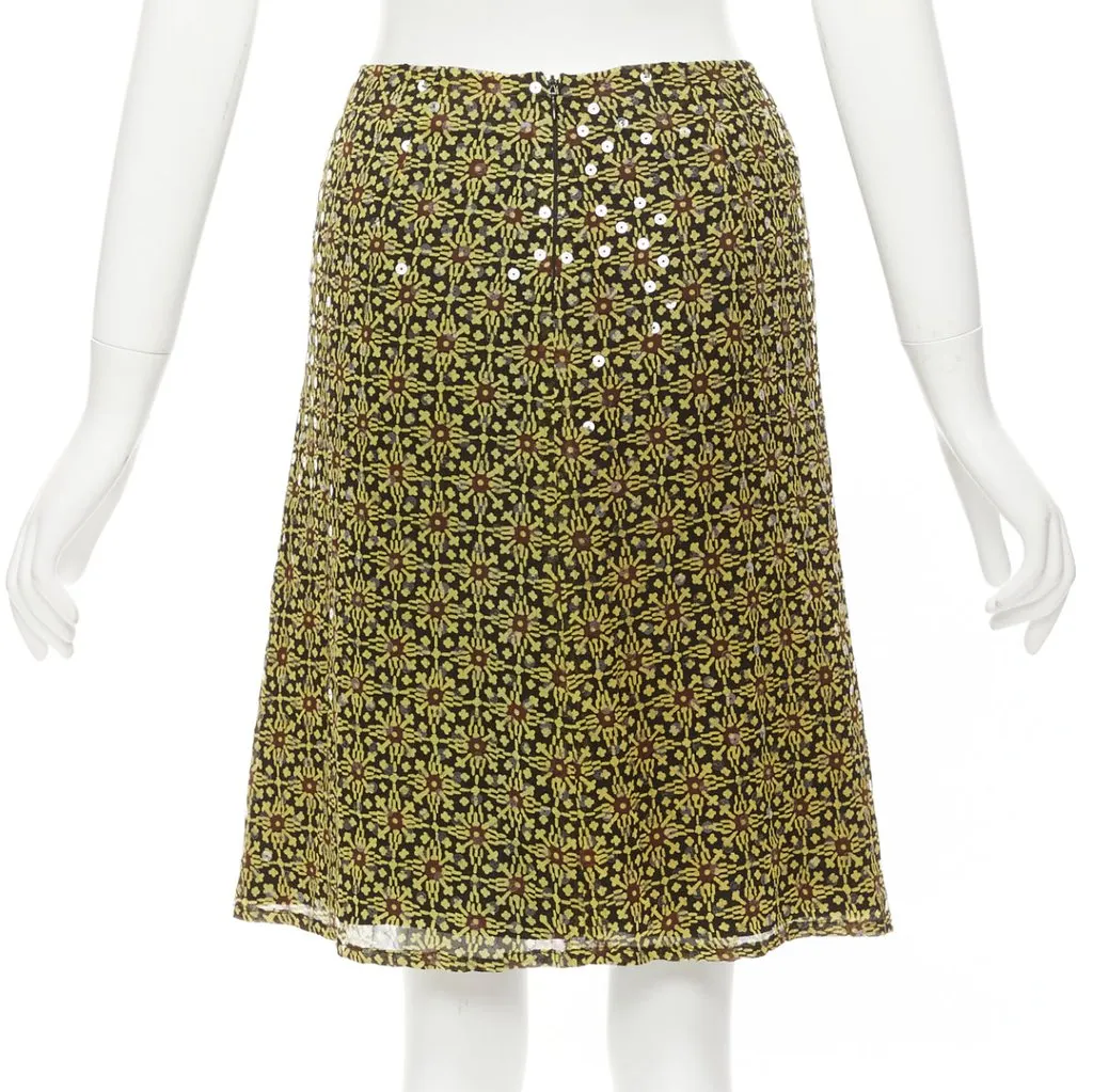 Versus Sequins Knee Skirt Yellow Silk Never worn - Box View