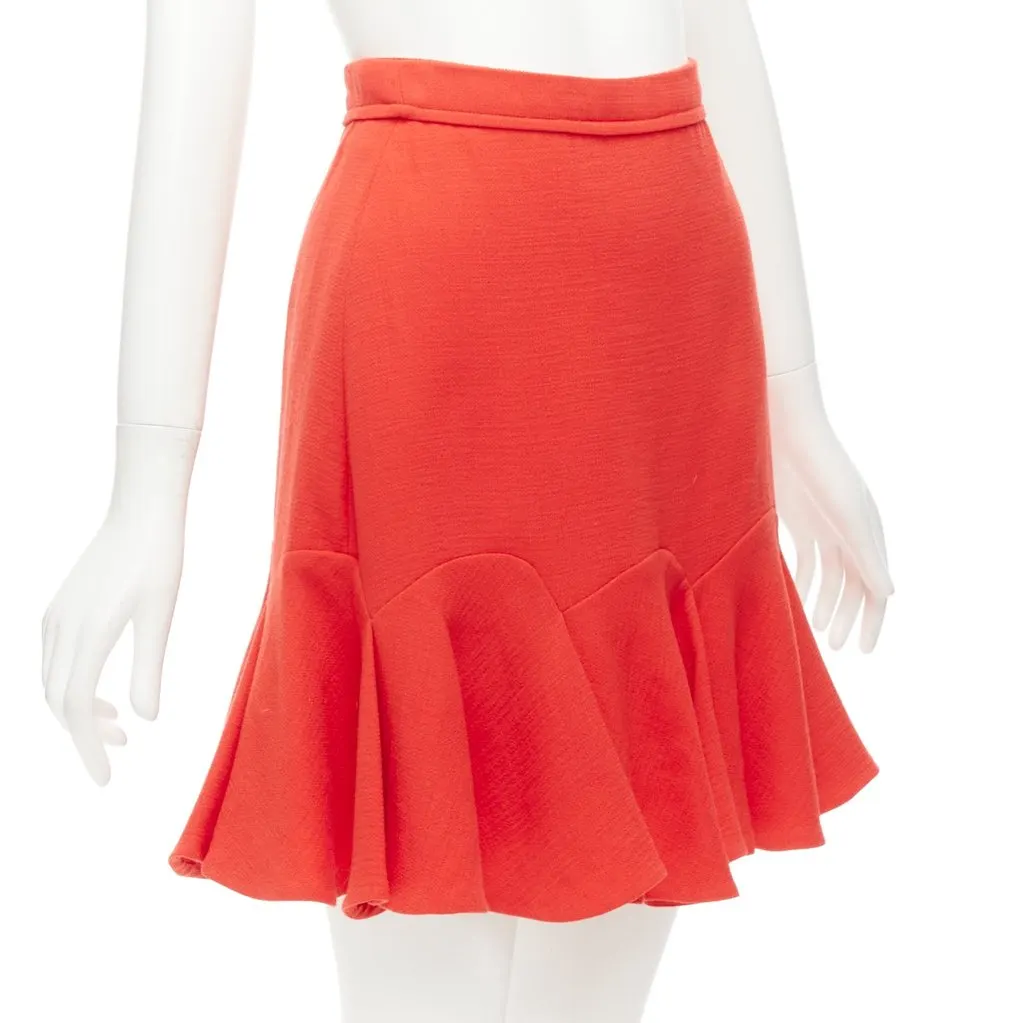 Carven Frill Mini Skirt Orange Viscose Never worn - Inside View
