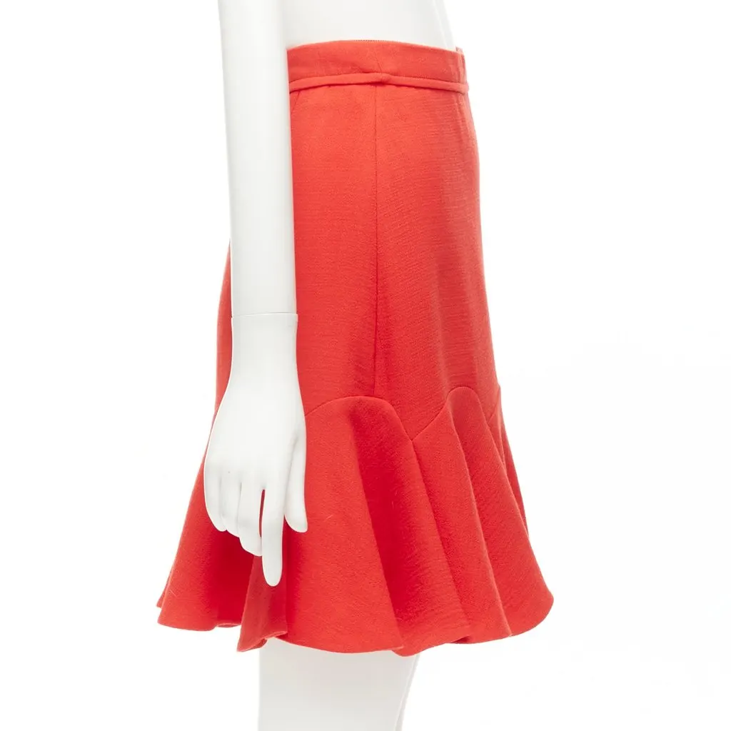 Carven Frill Mini Skirt Orange Viscose Never worn - Model View