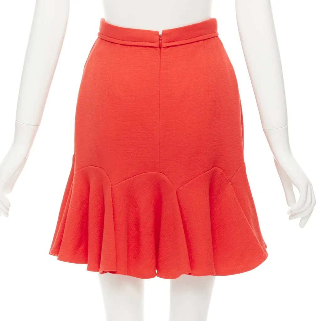 Carven Frill Mini Skirt Orange Viscose Never worn - Box View