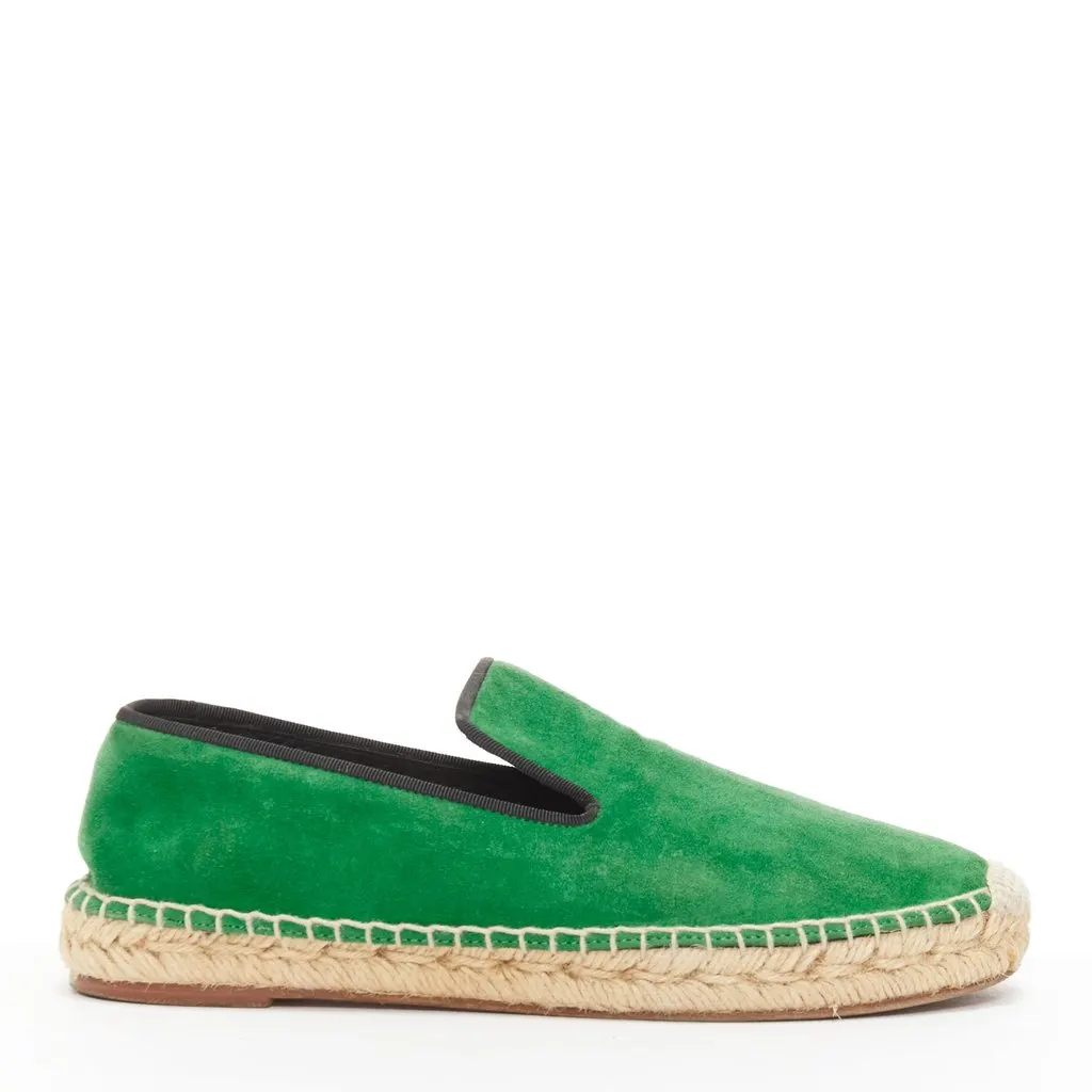Celine Tweed Toe Espadrilles Green Suede Good - Front View