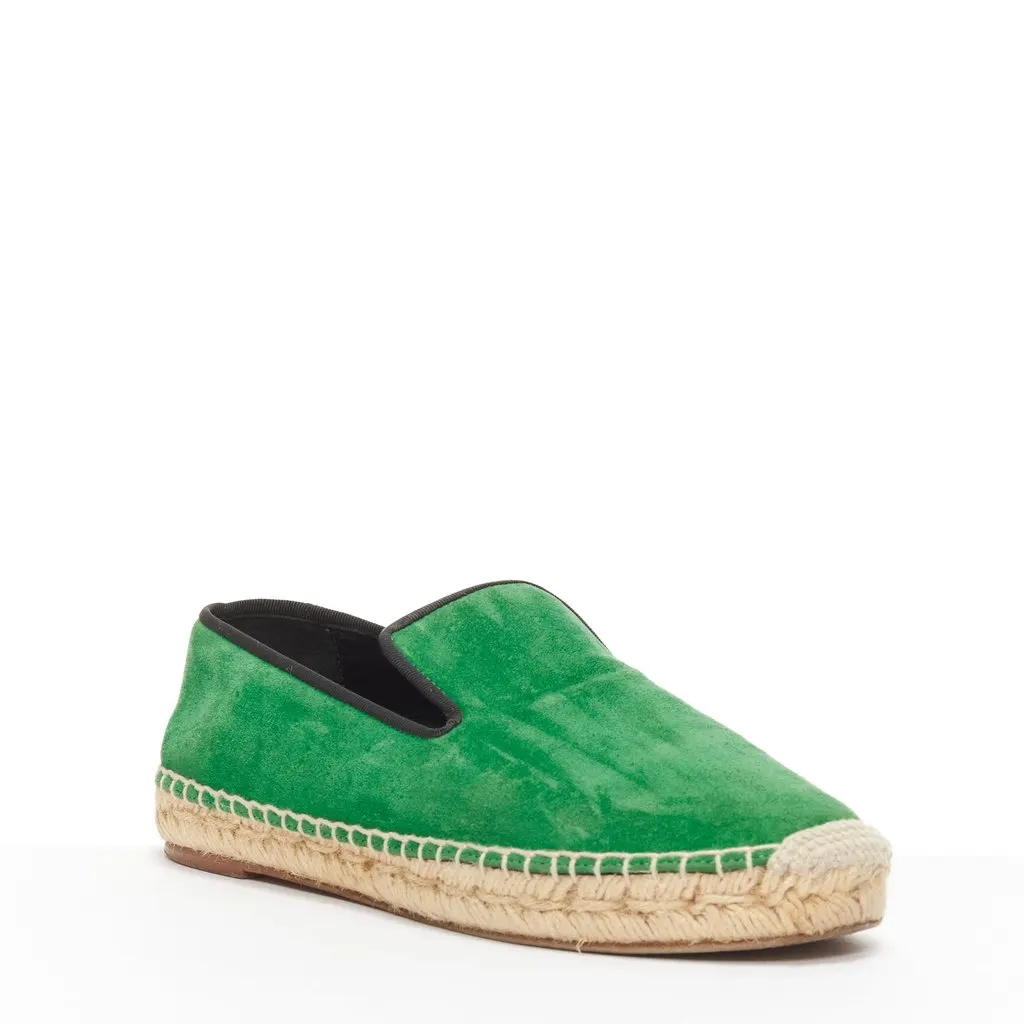Celine Tweed Toe Espadrilles Green Suede Good - Inside View
