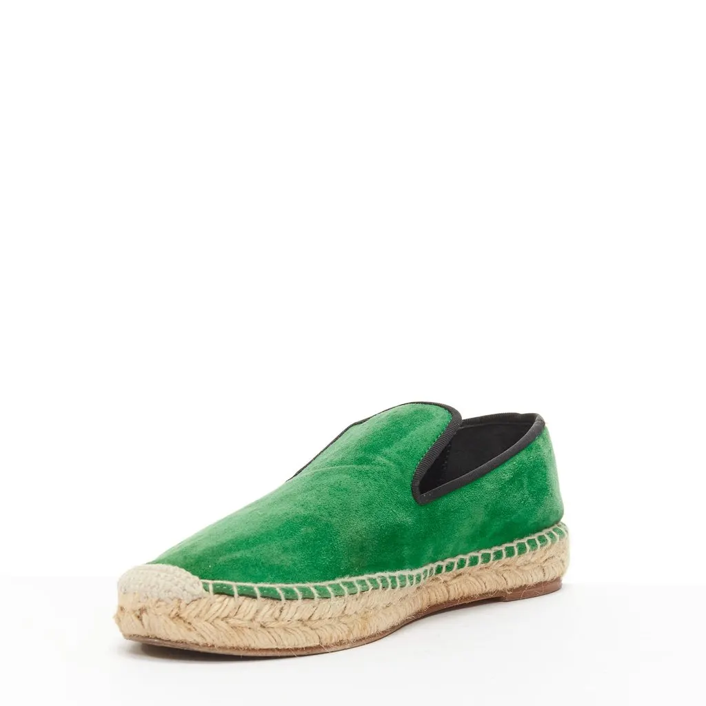 Celine Tweed Toe Espadrilles Green Suede Good - Model View
