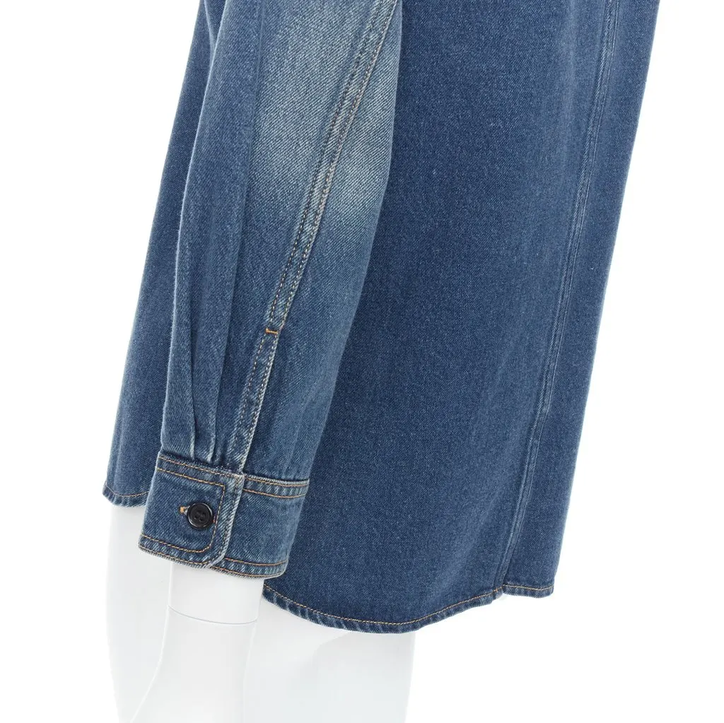 Chloé Blue Cropped Denim Shirt Blue Cotton Never worn - Back View
