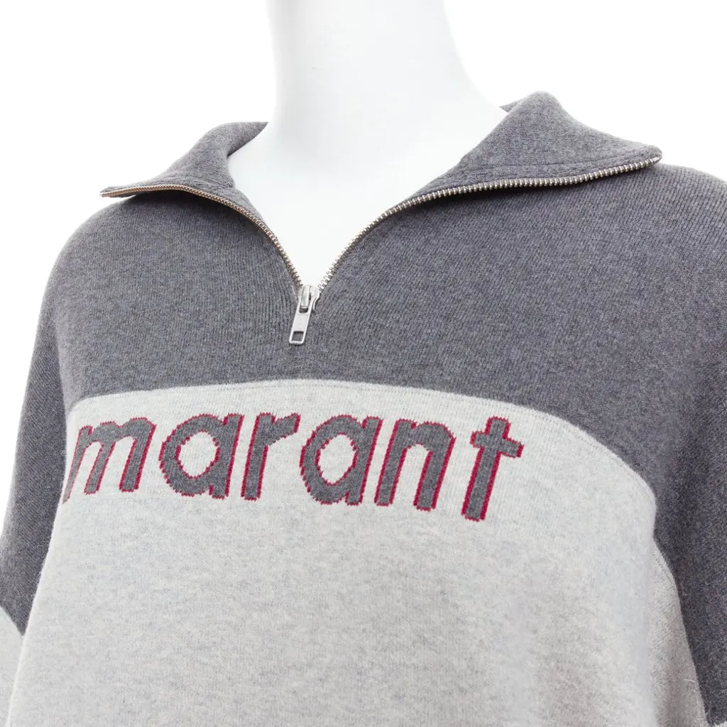 Isabel Marant Logo Half Zip Jumper Grey Cotton Never worn - Back View