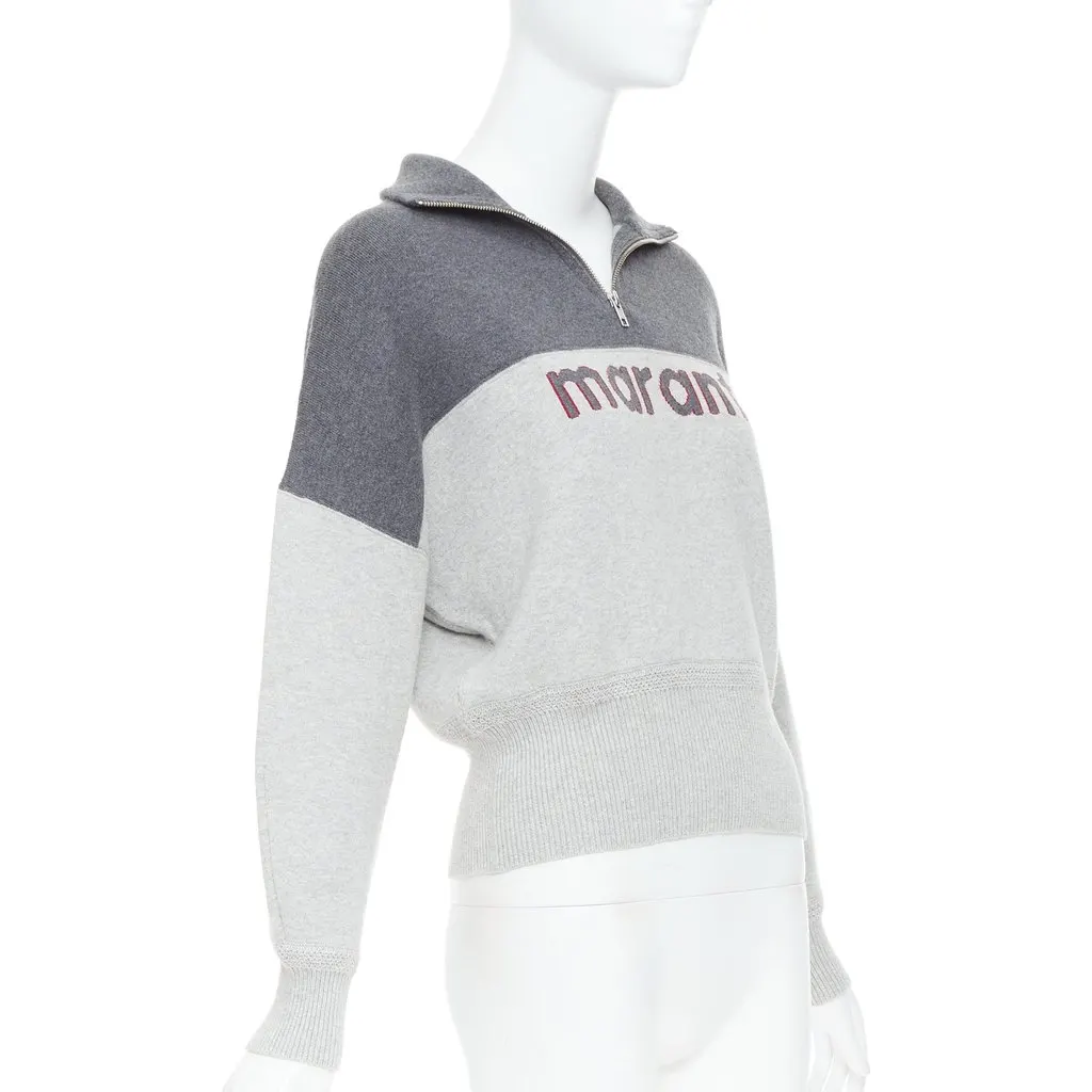 Isabel Marant Logo Half Zip Jumper Grey Cotton Never worn - Inside View