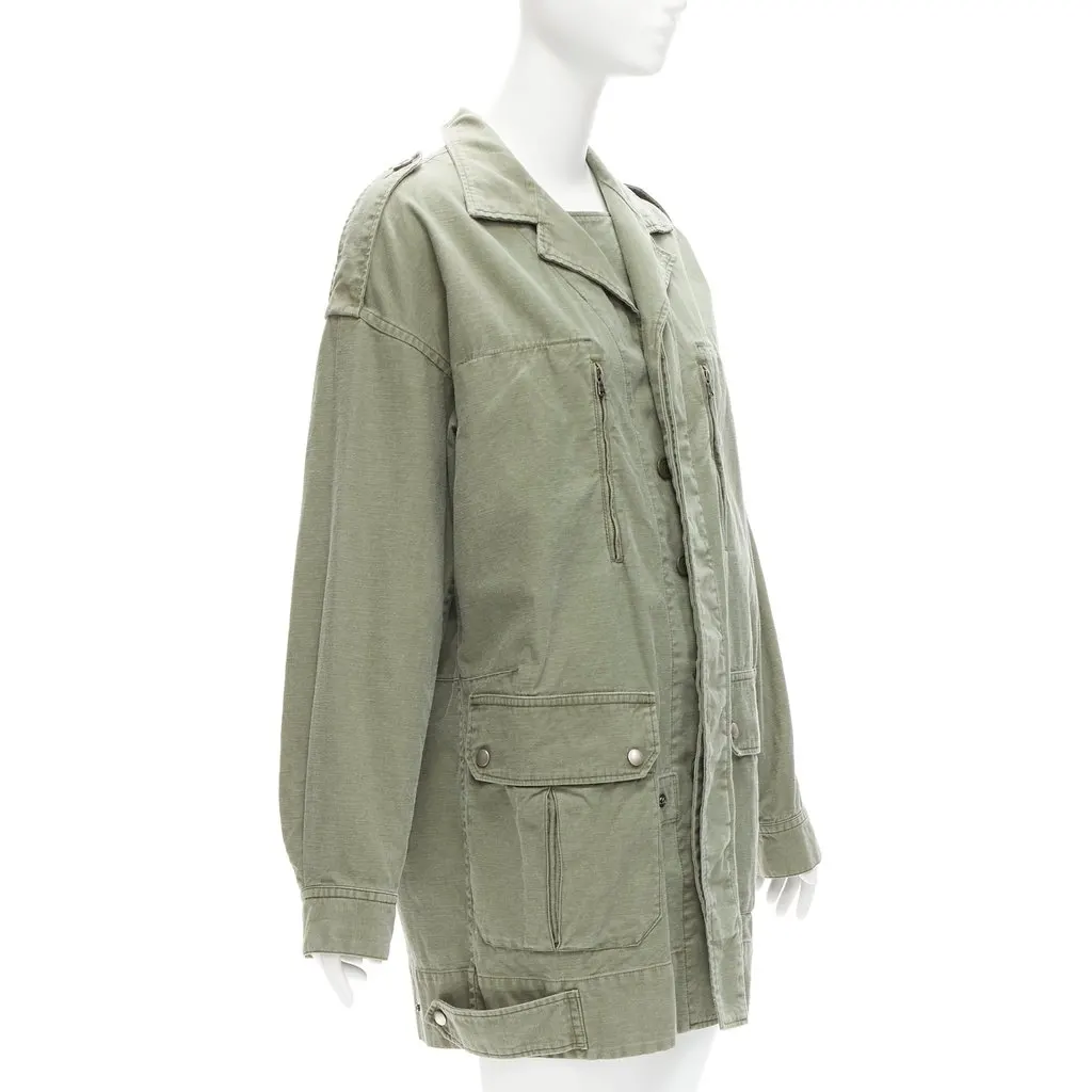 Limi Feu Green Utility Parka Coat Green Cotton Never worn, with tag - Model View