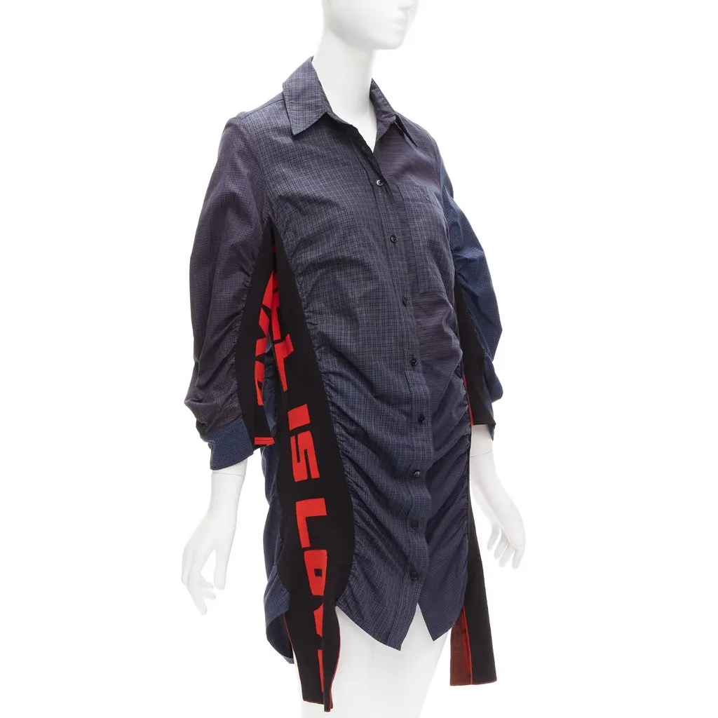 Stella McCartney Deconstructed Shirt Dress Blue Cotton Never worn - Front View