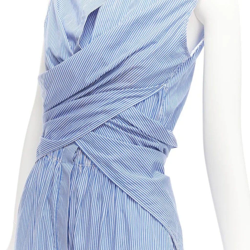 Unsigned Striped Wrap Jumpsuit White Very good - Back View